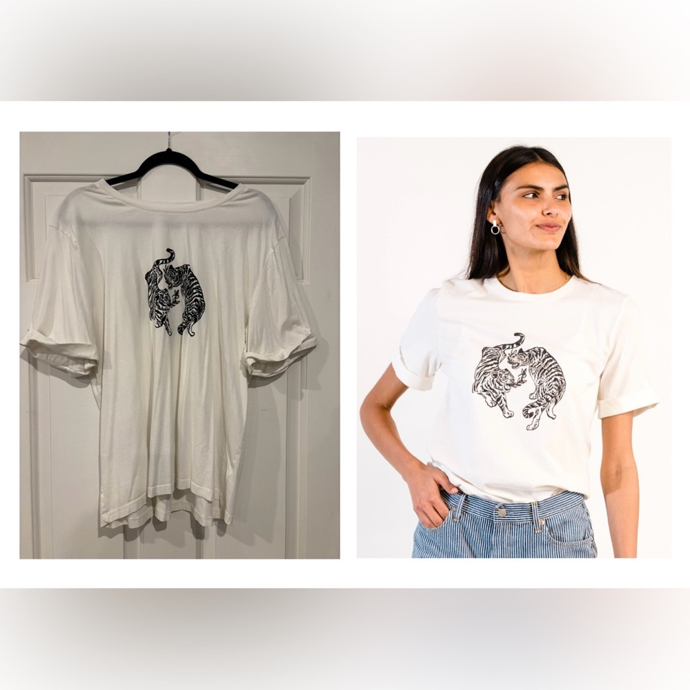 ABLE. Gloria Graphic Tee. White/Black. XXL